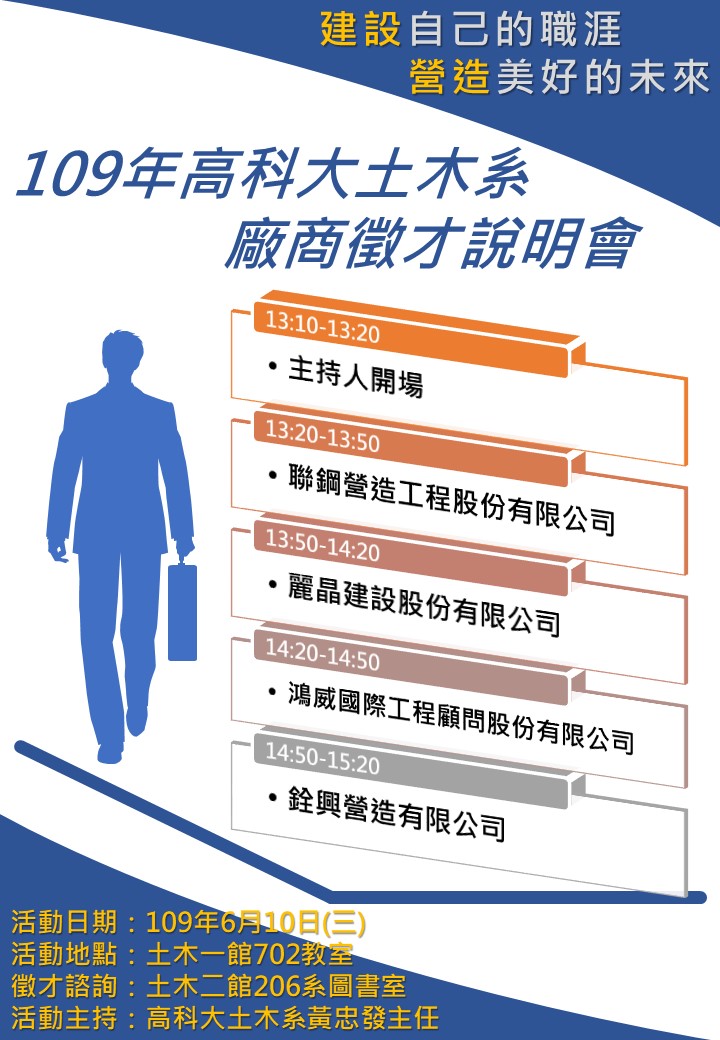 108學年度土木系聯合徵才說明會，歡迎同學踴躍參加!!!